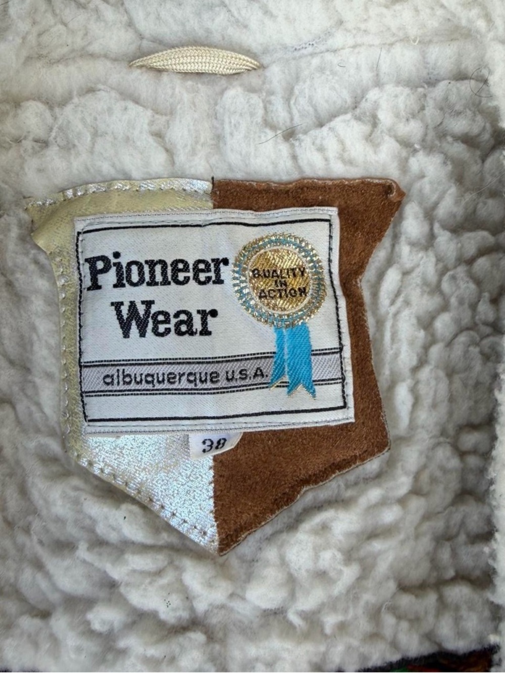 Vintage Pioneer Wear Men's suede leather coat size 38 m brown leather sherpa - Picture 5 of 8